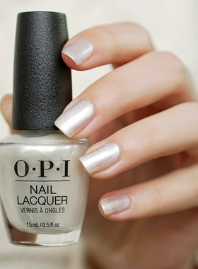 美国OPI指甲油L03澳白珍珠丝绒绸缎贝壳银色Kyoto Pearl法式银边