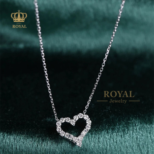 ROYAL珠宝0.3克拉钻石爱心吊坠锁骨链项链18K金日常通勤百搭送礼