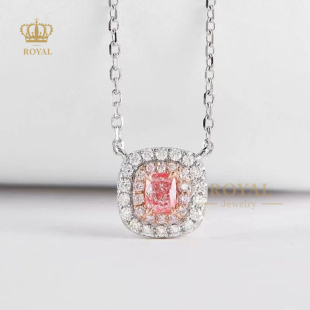 ROYAL珠宝0.162CT粉钻吊坠项链锁骨链女款 18Ｋ金自戴送礼送老婆礼