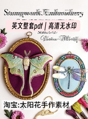 1129【英文】Stumpwork Embroidery 3D立体花草昆虫刺绣图解线稿
