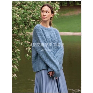 621 中文 尔雅套衫 女士麻花毛衣套头衫编织图解教程 文字说明
