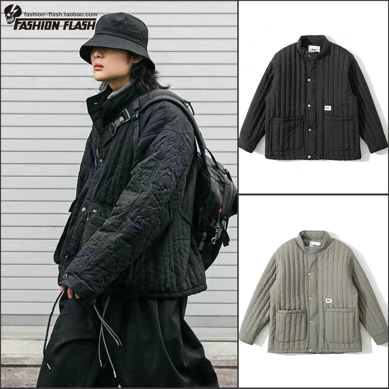 现货秋冬21AW日系复古潮牌立领加棉加厚宽松廓形棉服情侣棉袄男女