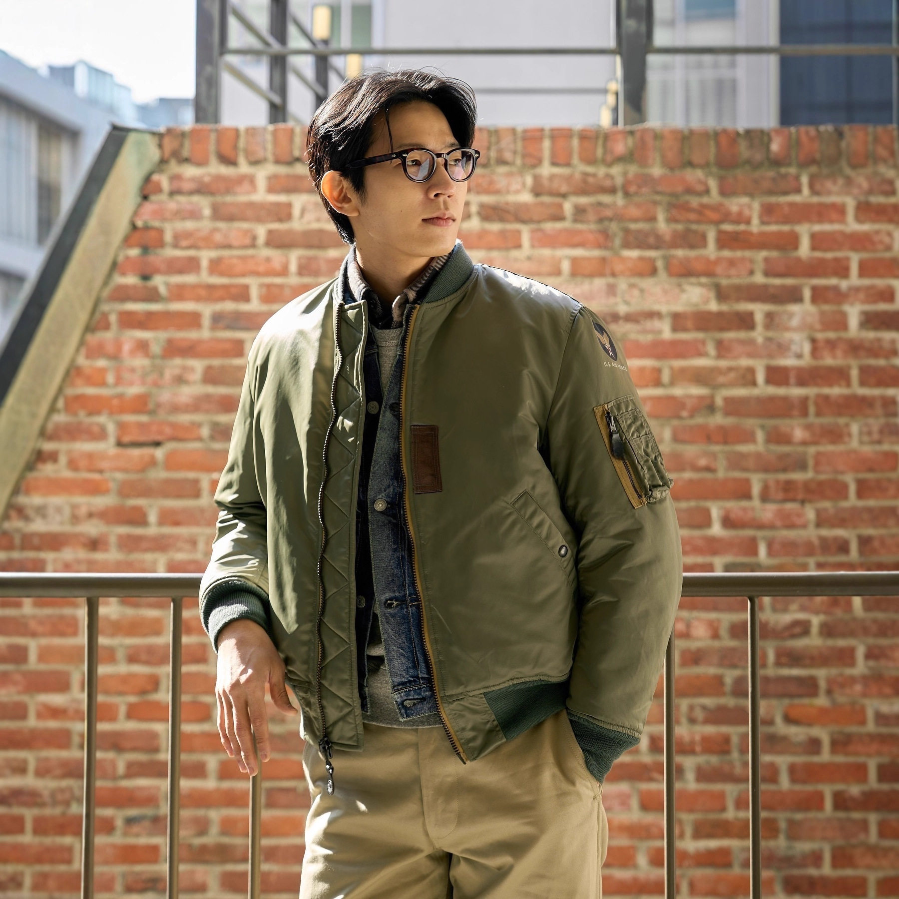 冬季二战vintage美式复古ma1飞行员夹克阿美咔叽棉服工装外套男女