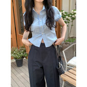 别致衬衫 法式 polo领短款 显瘦百搭简约短袖 上衣女夏 高级感洋气修身