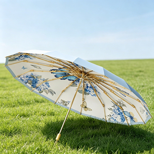 16骨太阳伞防晒防紫外线女折叠加大加宽晴雨两用新中式复古遮阳伞