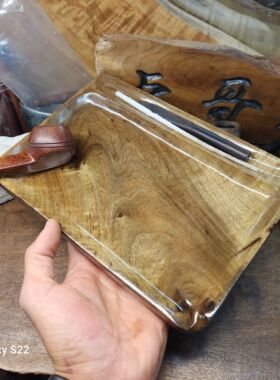 手工高档实木一体金丝楠木水波纹醒草盘小叶桢楠跑湿盘烟斗操作盘