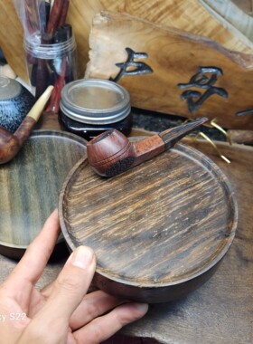 手工高档酸枝圆形沉水厚实单醒草盘实木一体斗草跑湿盘烟斗操作盘