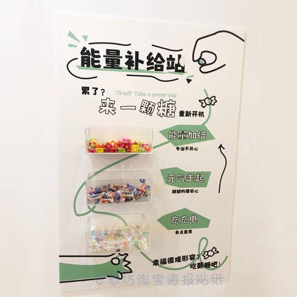 能量补给站墙贴糖果零食企业文化办公室茶水间布置装饰画标语公司