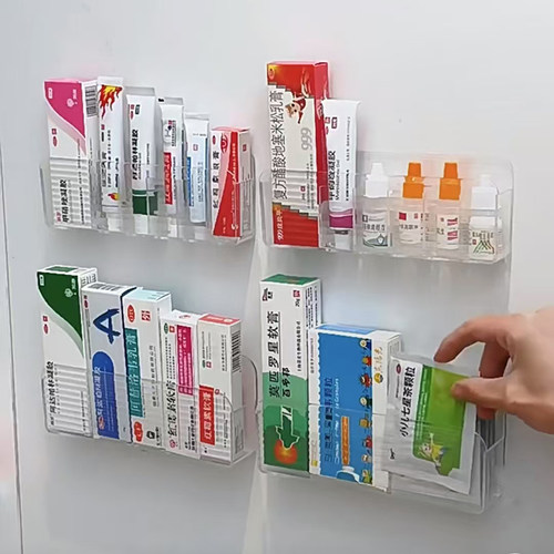 透明壁挂药品收纳架免打孔