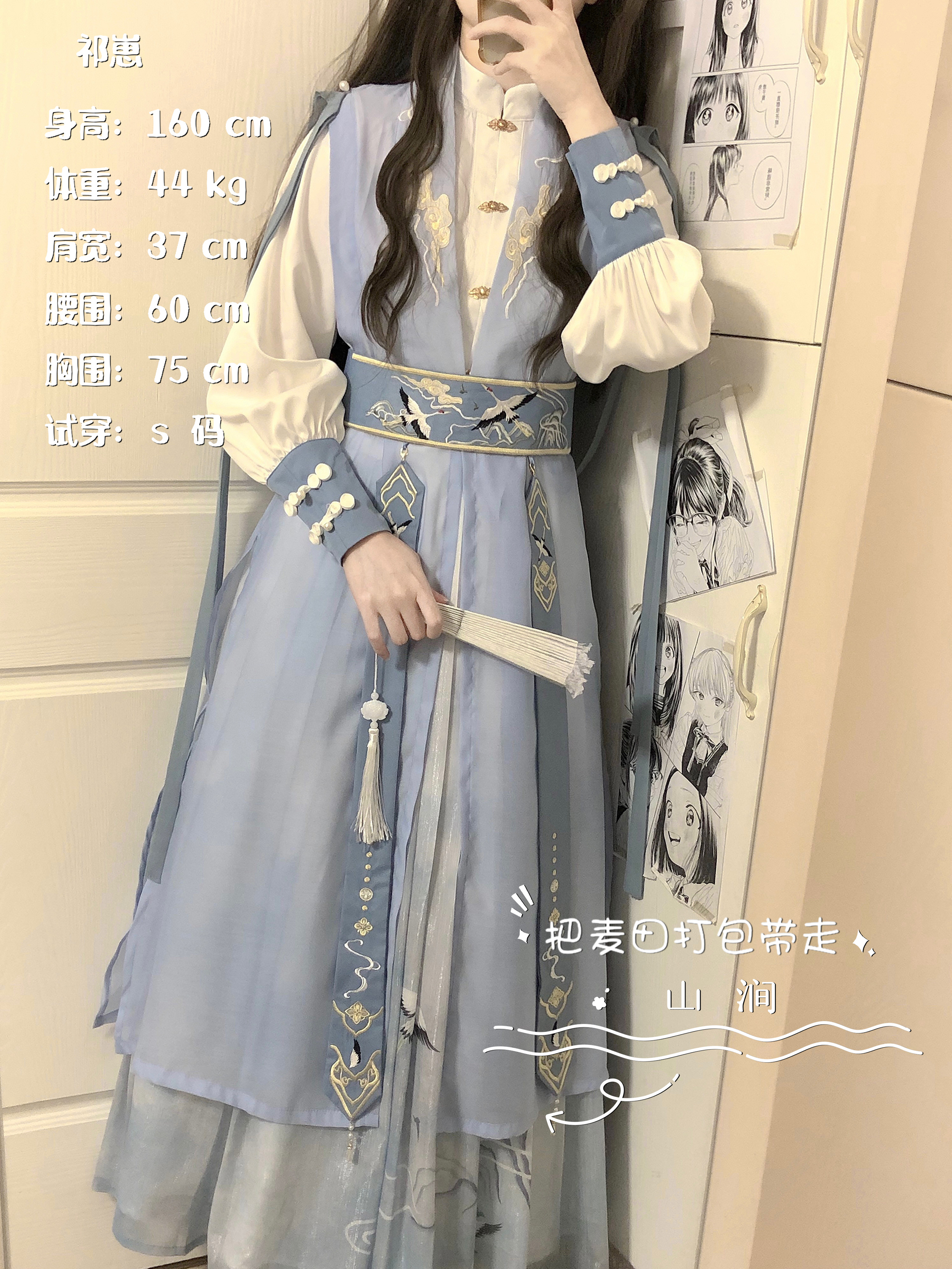 明制汉元素印花褶裙国风