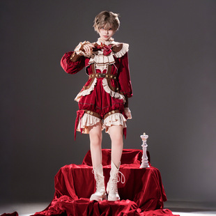 红茶松饼 原创Lolita中世纪王子装洛丽塔基佬衬衫短裤圣诞节款