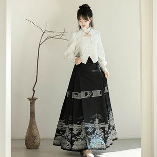 清仓原创多景楼汉服女中国风汉元素新中式长款厚款马面裙上衣套装