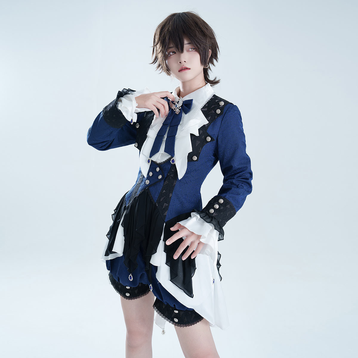 原创设计【克里斯恶之子】lolita王子装基佬正太装衬衫短裤套装