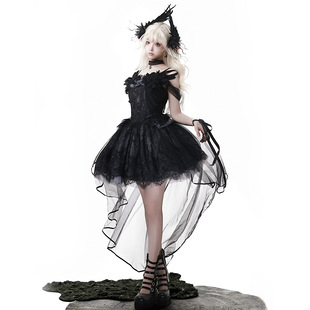 星辰天鹅梦 原创Lolita设计优雅暗黑哥特洛丽塔前短后长