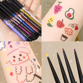 眼线笔彩色极细防水不晕染白色棕色眼睑下至女初学者眼线胶笔持久