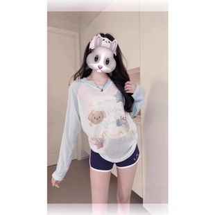 t恤女夏季 长袖 工厂直销 微透慵懒显瘦外搭上衣 甜美风防晒罩衫