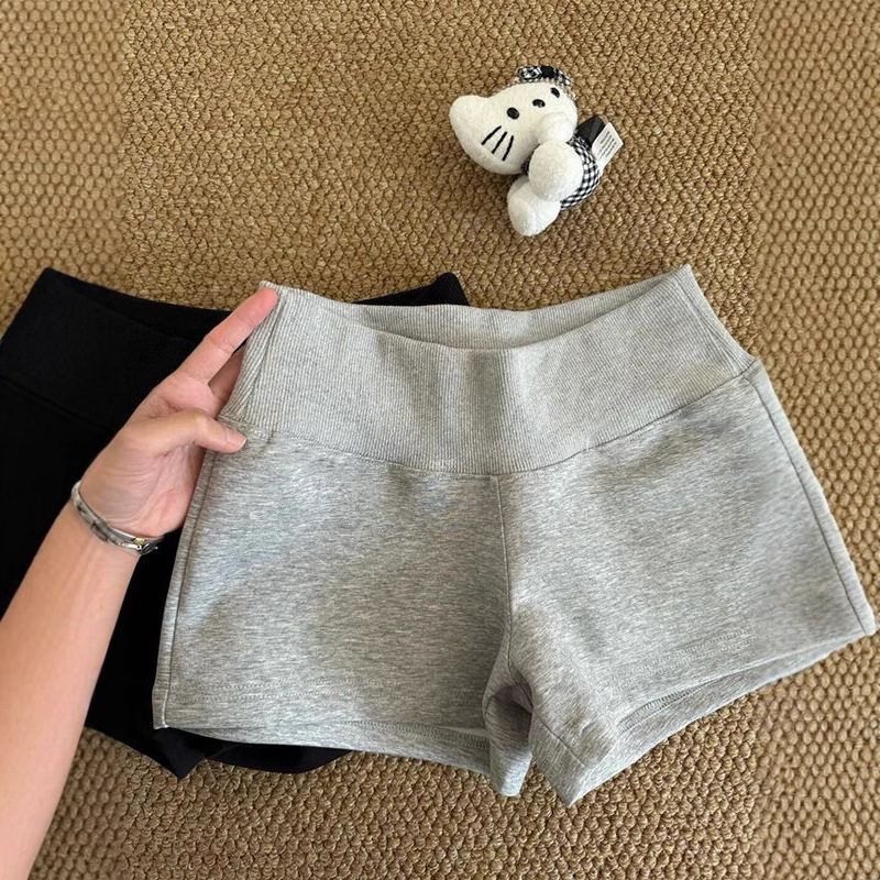 灰色低腰运动短裤女夏季薄款高腰外穿辣妹显瘦小个子打底热裤批发