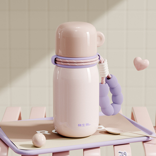 物生物保温杯女生高颜值初中学生大容量杯子上学专用水壶吸管水杯