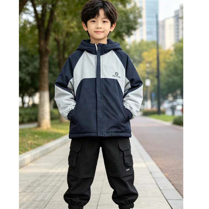 男童加绒防风两面穿棉服