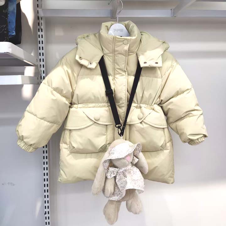 女童中长款羽绒服加厚白鸭绒外套