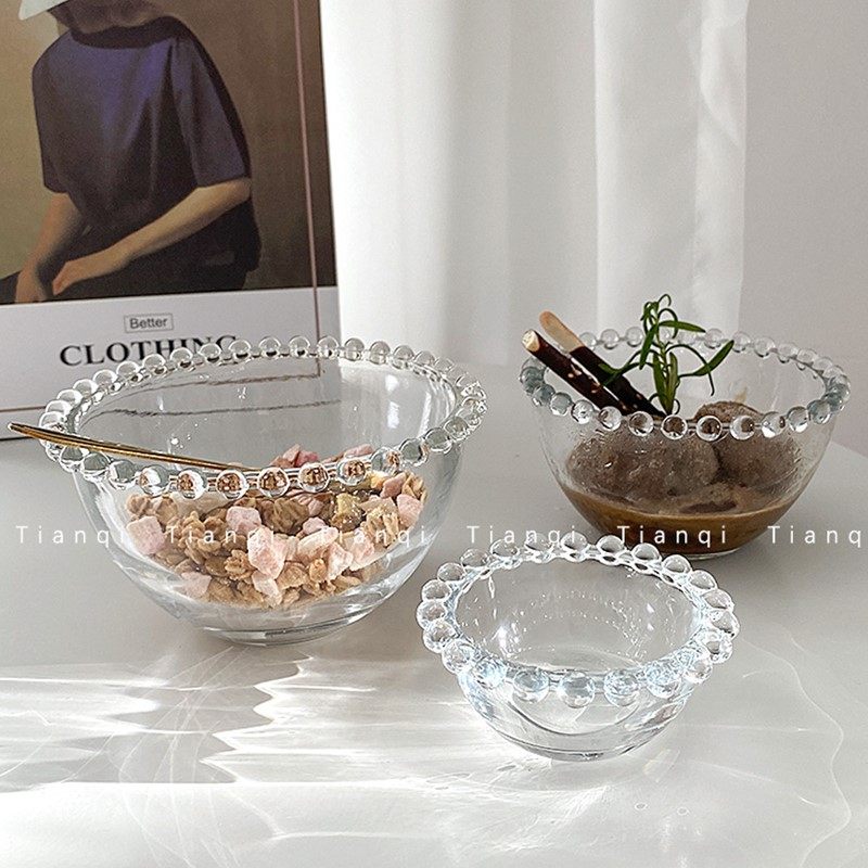2023新款 透明玻璃碗盘甜品冰淇淋雪糕碗糖水点心沙拉水果碗酱碟