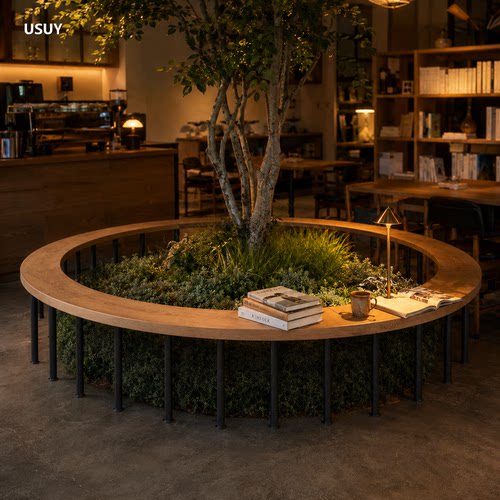 USUY商业定制侘寂风咖啡厅卡座