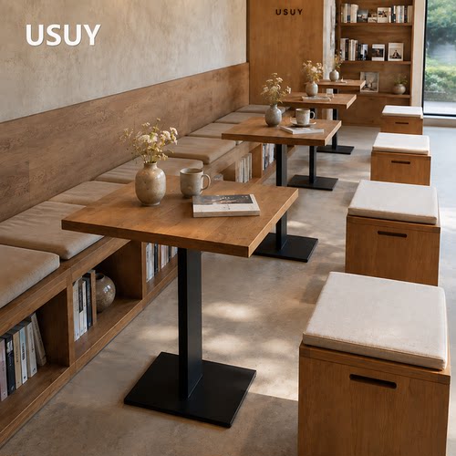 USUY实木卡座商用桌椅可定制