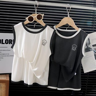 套装 短裤 可外穿卡通 宽松无袖 男女儿童中大童莫代尔家居服睡衣薄款