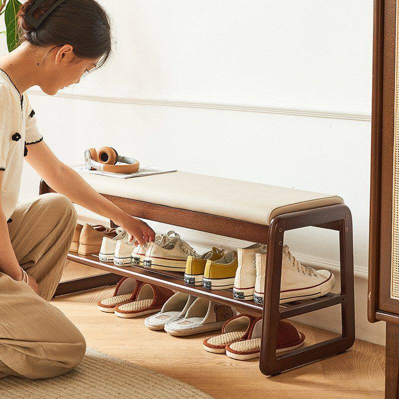 进门穿鞋坐凳包坐垫入户一体换鞋凳鞋柜实木可坐鞋架凳软门口家用