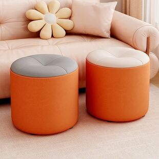 板凳软包小凳子凳家用耐用矮凳换鞋凳创意圆墩结实拼色实木凳沙发