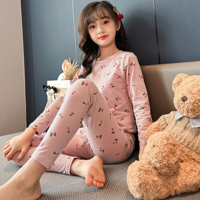 女童秋衣秋裤纯棉春秋季薄款