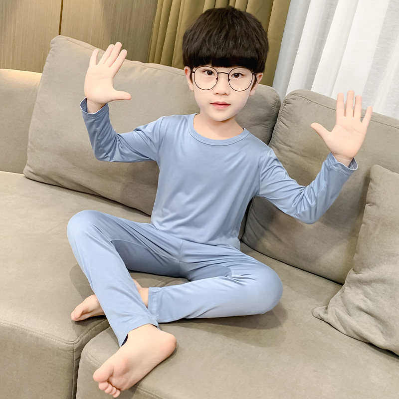 莫代尔薄款春秋季男童内衣套装