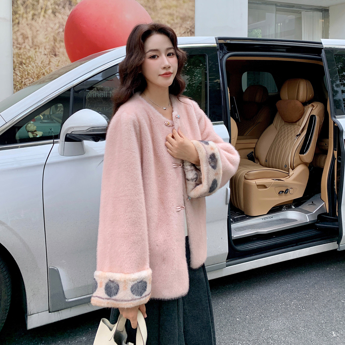 新款，））皮毛一体外套2D120-M1215-P225-K338,女装毛呢外套,2D120