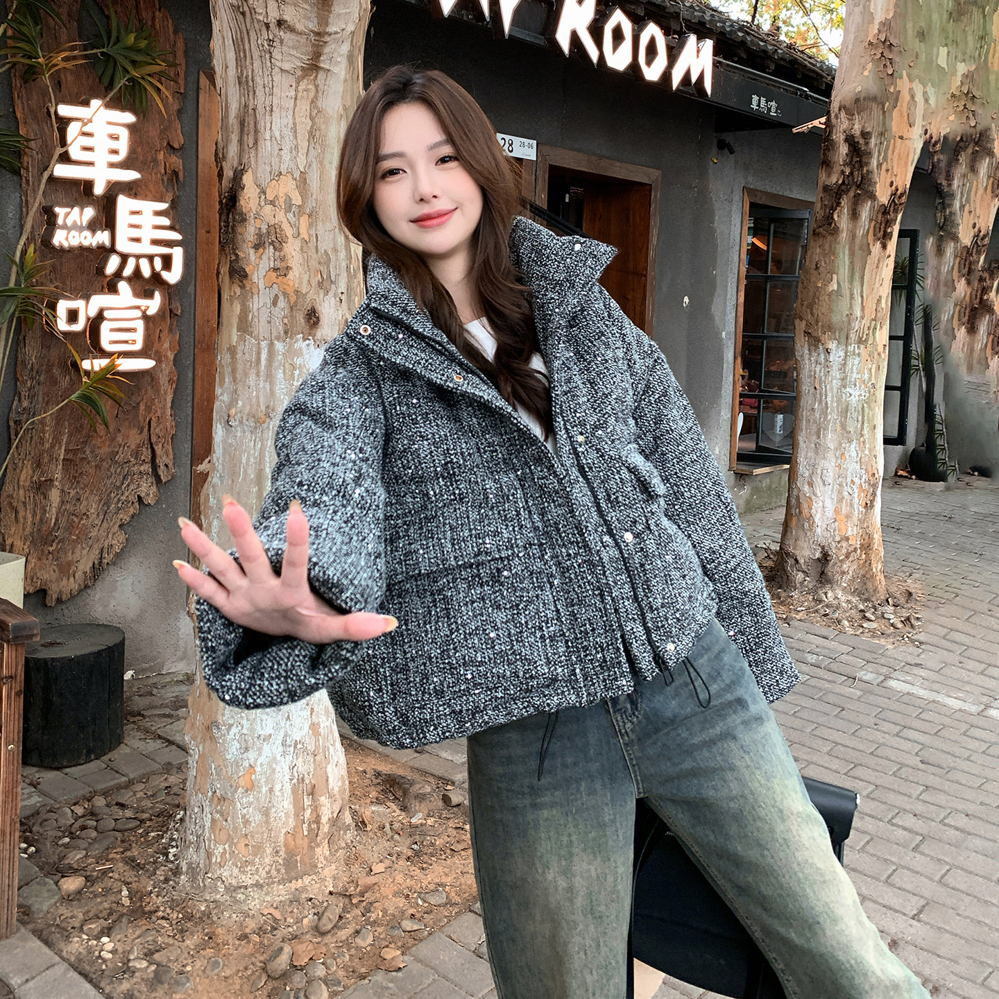 ，立领短款羽绒服2D120-M1220-P265-K398（50绒）,女装羽绒服,2D120
