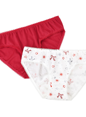 棉元素女士内裤纯棉简约舒适棉质纯色印花内裤女生三角裤LM587