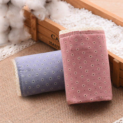 棉元素女内裤100纯棉中低腰碎花