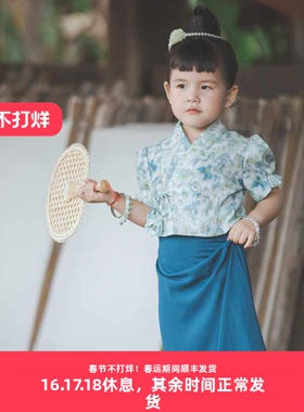 沙芭利女童民族风泼水节傣族服饰中小童2025新款套装版纳旅游穿搭