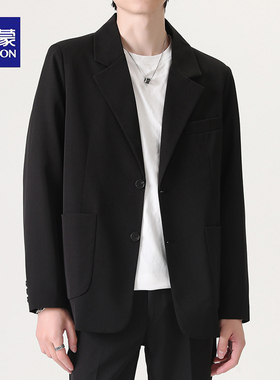 罗蒙春夏高级垂坠感休闲西服男宽松dk制服韩版痞帅潮流小西装外套