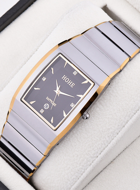 HOHE手表 男士超薄钨钢腕表 蓝宝石镜面 防水长方形商务休闲男表