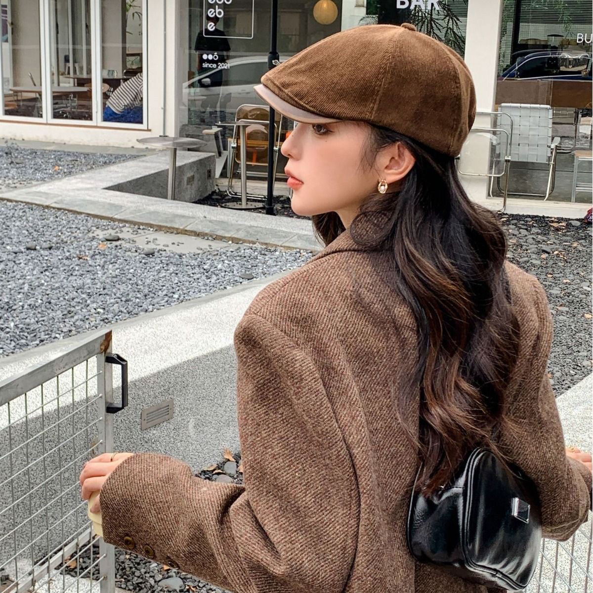 -3 POINT%-前进帽女美式复古百搭反戴鸭嘴帽大头围显脸小画家帽