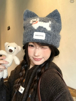 -3 POINT%--3 POINT%-猫耳朵帽子女冬2025新款针织帽毛线帽冷帽