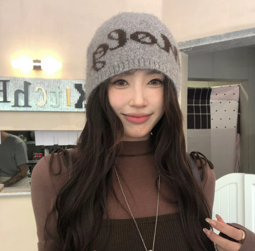 原创设计美式字母堆堆帽女秋冬大头围显脸小百搭保暖包头冷帽