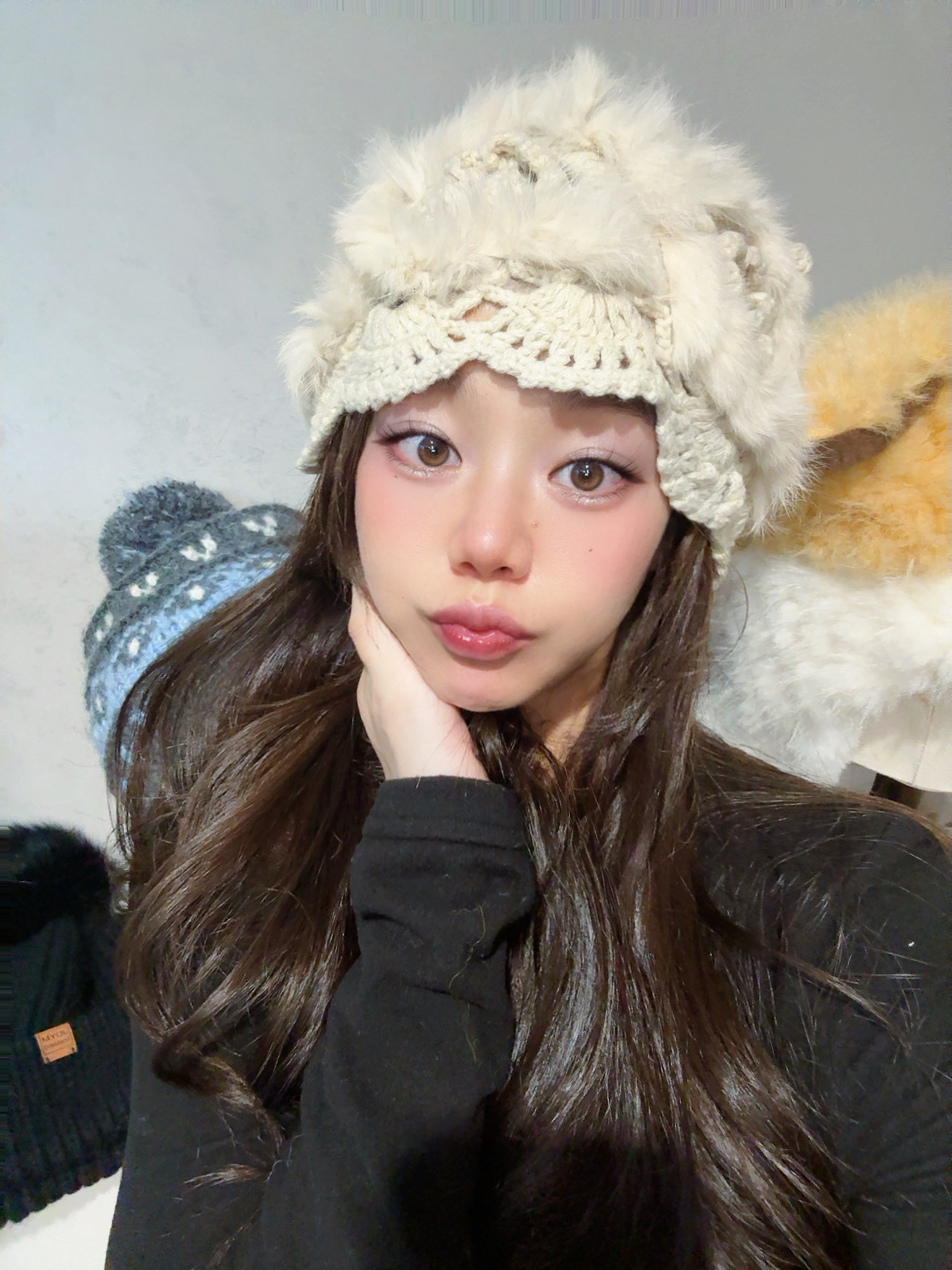 -3 POINT%--3帽子兔毛云朵复古ins贝雷帽女休闲百搭素颜