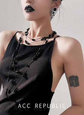 黑色串珠项链女轻奢气质