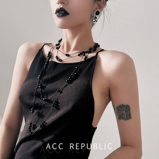 ACC REPUBLIC法式黑色串珠项链女轻奢气质小众设计高级感时尚颈链