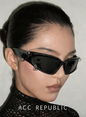 ACC REPUBLIC原创设计赛博太阳镜黑色高质感个性金属装饰眼镜中性