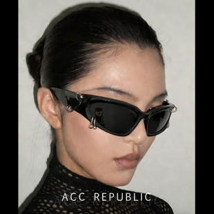 ACC REPUBLIC原创设计赛博太阳镜黑色高质感个性金属装饰眼镜中性