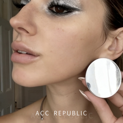 ACC REPUBLIC镜面耳环女夸张金属大圆耳环欧美辣妹反光耳饰钛钢