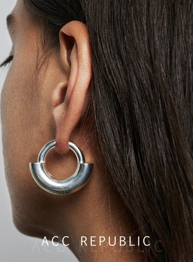 设计师ins耳饰冷性风小耳圈高级感圆圈耳环铜镀18k真金中性风耳扣