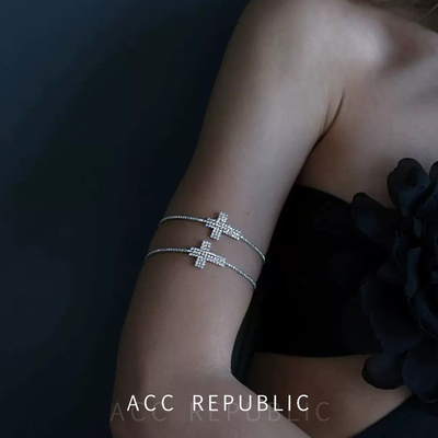 欧美风十字架镶锆石高级感臂环